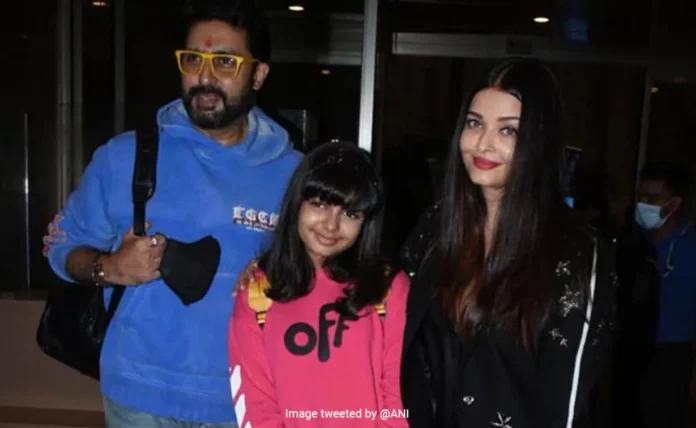 Aradhya bacchan with abhishek bacchan and aishwarya rai bacchan