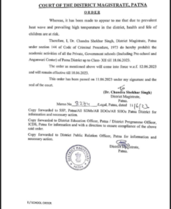 Patna DM circular on Heatwave