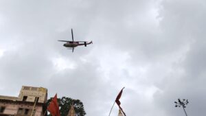kashi Flowers showered by helicopter