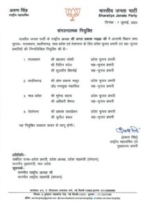 BJP list of 4 election state Incharge 