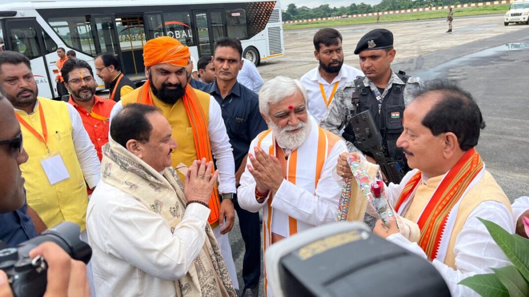 jp nadda reached patna for kailashpati mishra shatabdi samaroh