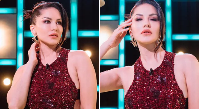 Sunny Leone in maroon gown