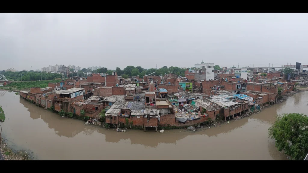 Kukrail river bed Illegal construction