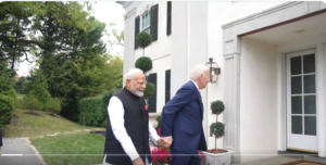 US President Joe Biden took PM Modi inside the house by holding his hand.