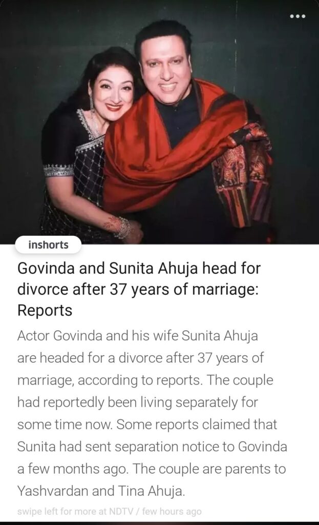 Govinda Divorce News