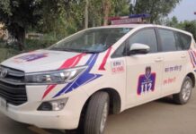 चोपटा में डायल-112 की गाड़ी पेड़ से टकराई, गश्त पर जा रहे तीन पुलिसकर्मी घायल