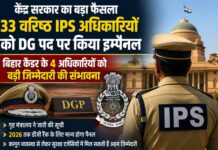 केंद्र सरकार ने 33 IPS अधिकारियों को बड़ी जिम्मेदारी के लिए चुना,यूपी-बिहार का रहा दबदबा 33 IPS Officers Empanelment