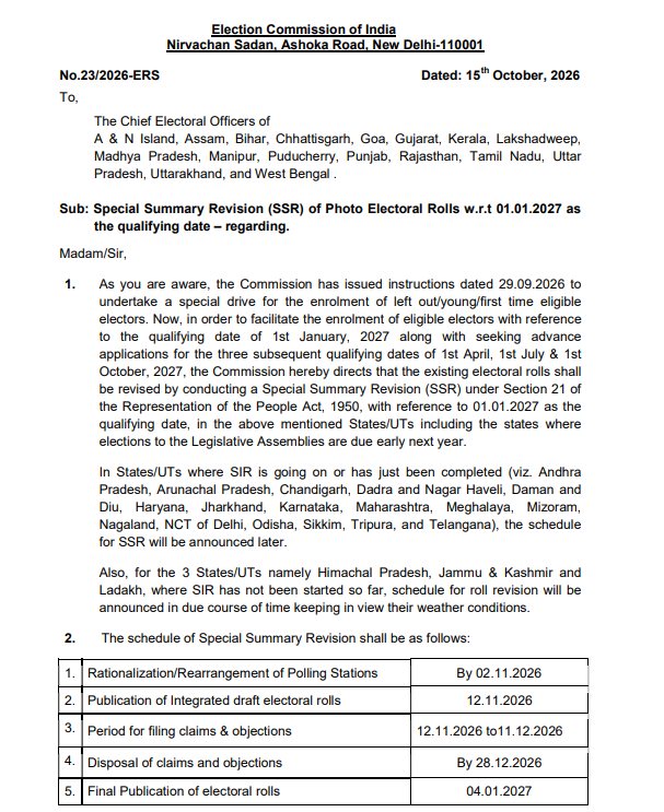 Election Commission SSR 2026